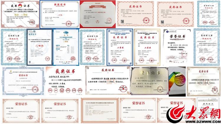 张元鉴部分获奖证书合影（2021—2025）